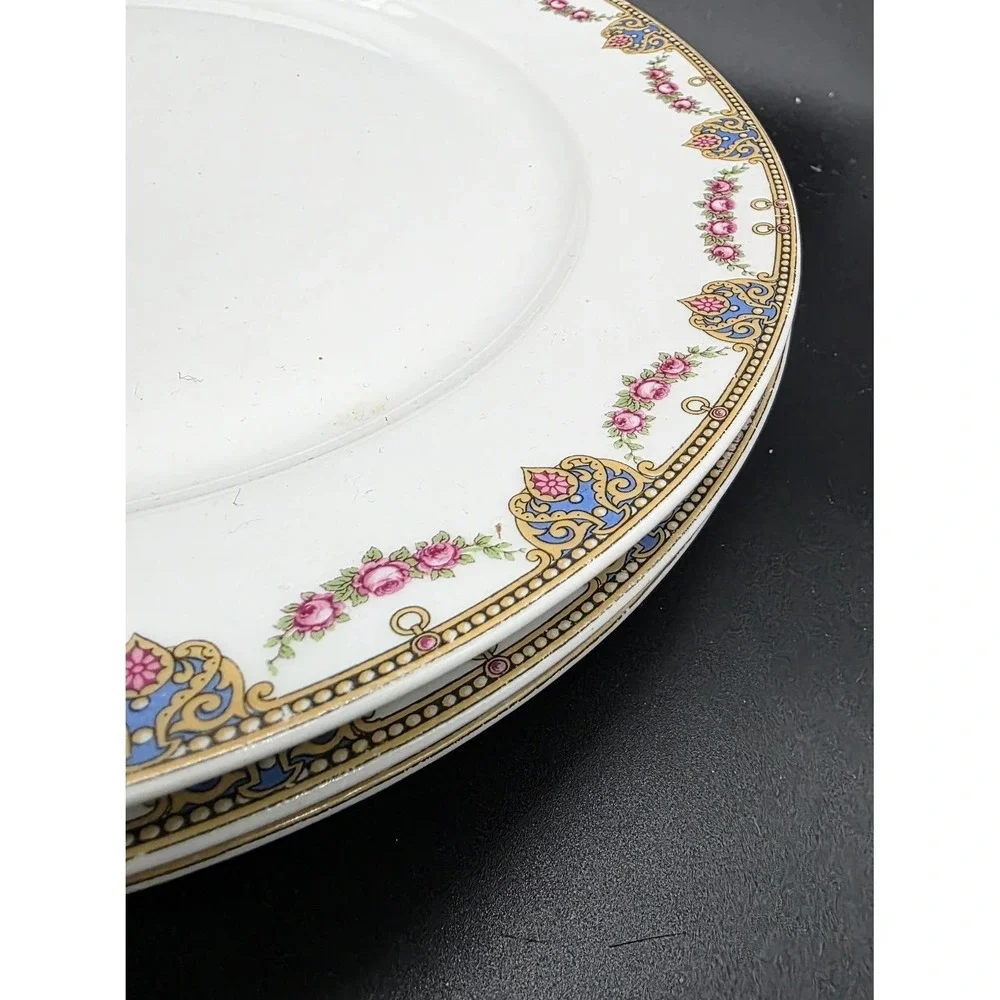 Set/3 Vintage T&V Limoges Porcelain Dinner Plat3 Floral Banner 10